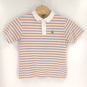 Worble Cloud Thing Shirt Mens Large White Striped Polo Cotton Polyester
